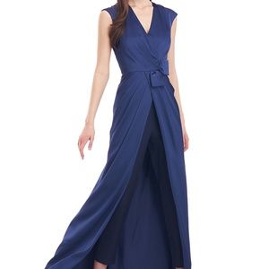 Kay Unger Lily Walk Thru Jumpsuit, Midnight Blue, Size 10
